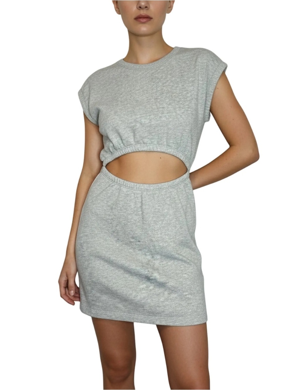 Casual Cut-Out Heather Gray T-Shirt Dress